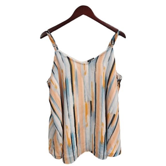 Torrid Sophie Chiffon Swing Cami Tank Top Orange Blue White 1X Plus - Picture 2 of 6